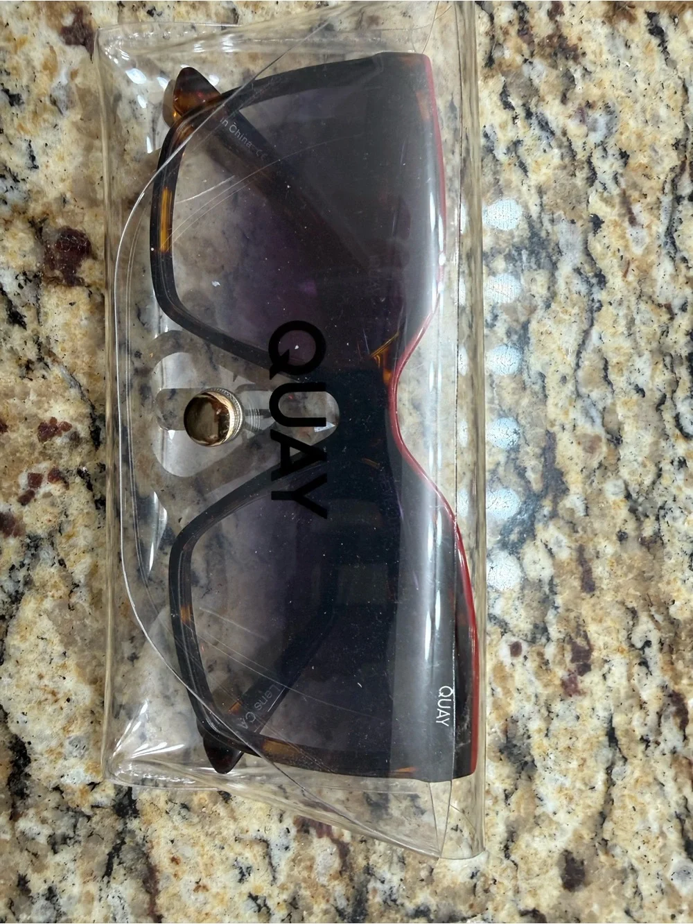 Quay Australia Oversized Square Sunglasses - Tortoiseshell with Red Trim